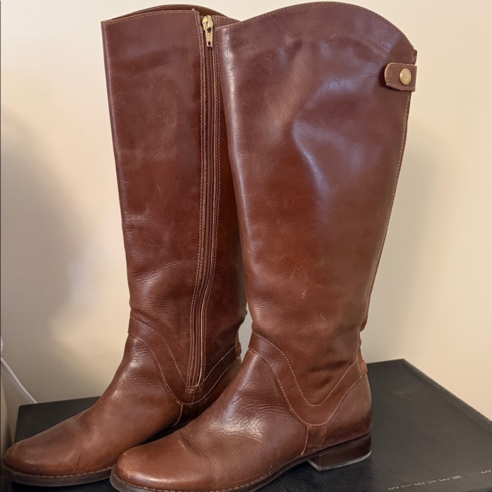 Steve Madden Sady Cognac Leather Knee High Riding Boots 8M